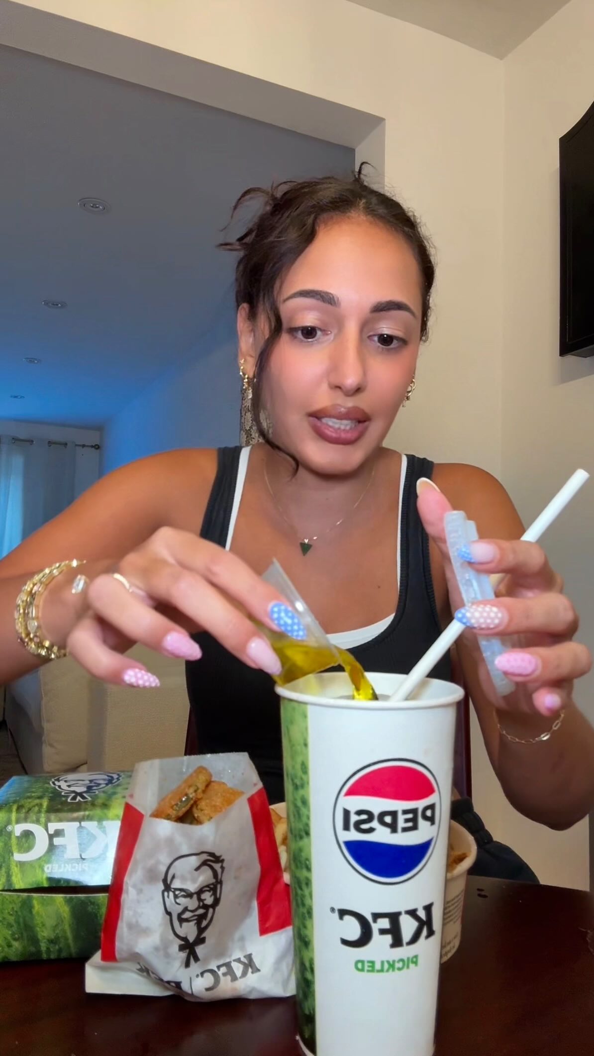 Instagram post by @wtfnagz for Kfc. Caption reads: PICKLE PEPSI BROOOO 🥒🫙 @kfc_canada 

#kfc....