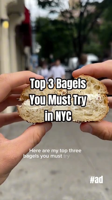 Instagram post by @jeffrey_in_nyc for Revolut. Caption reads: Top 3 NYC Bagels You Must Try featuring....
