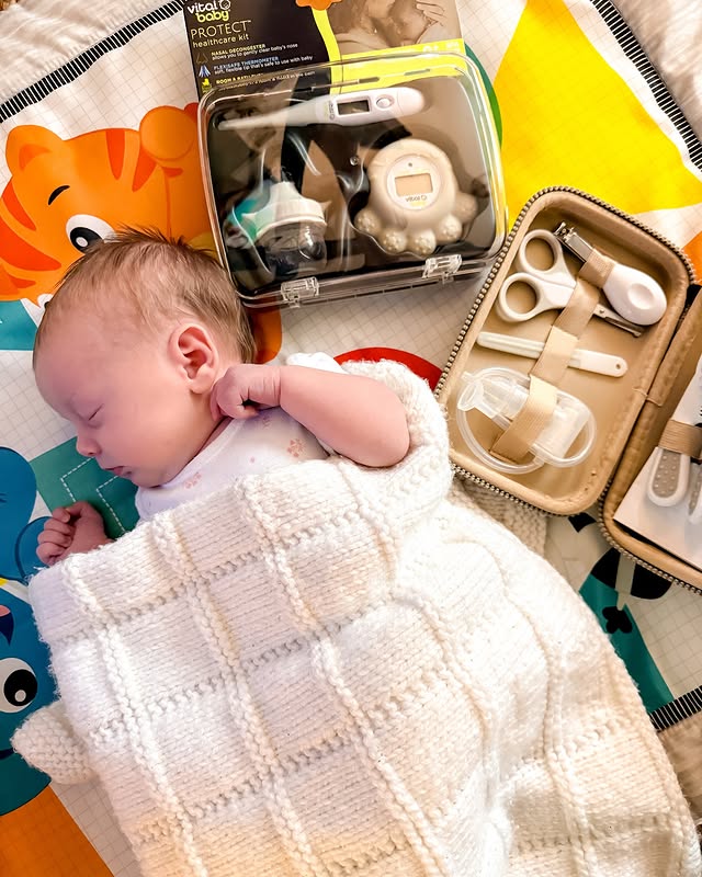Instagram post by an influencer for Vital Baby. Caption reads: Health kits ❤️‍🩹 Ad | @vitalbabyuk has us covered....