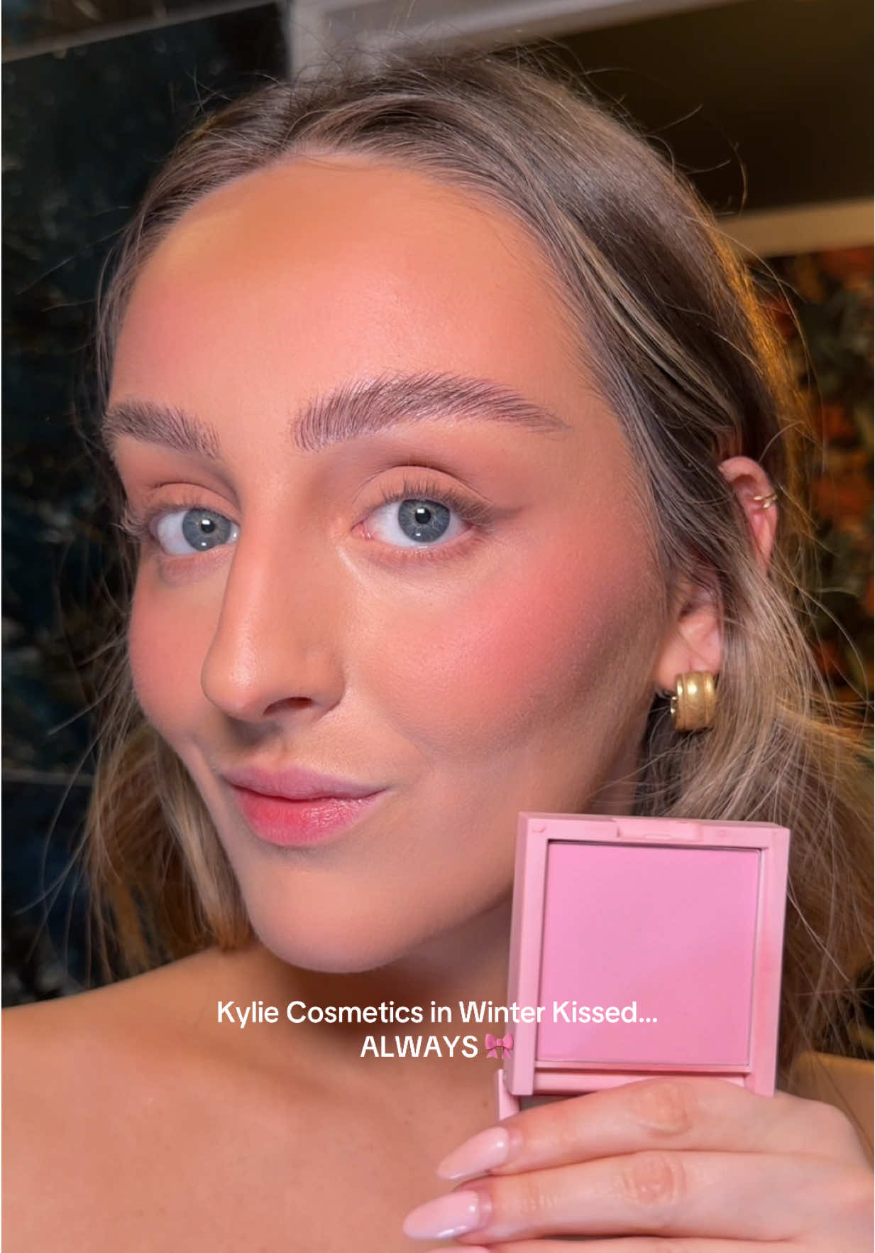 TikTok post by @bethiaward for Kylie Cosmetics. Caption reads: [...] blush of all blushes 💓 @Kylie Cosmetics....