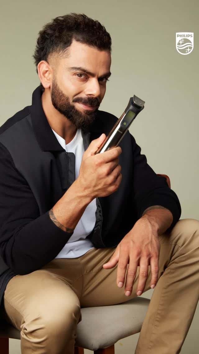 Instagram post by @virat.kohli for Philips News. Caption reads: Style without restraints. Precision in every....