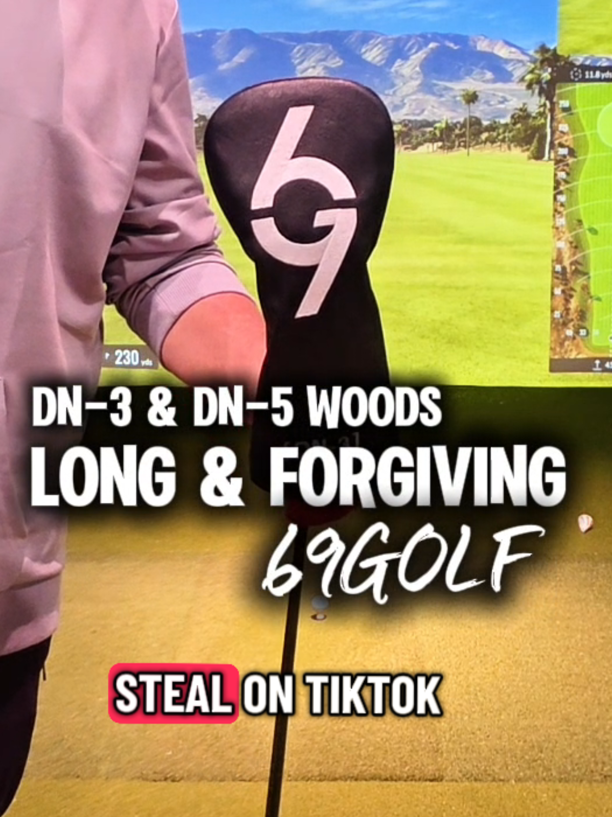 TikTok post by @ceo_jg3 for 69 Golf. Caption reads: More fairways and longer distance. @69 Golf 3 Wood....