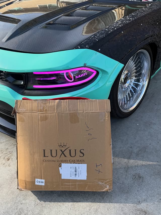 Instagram post by @la_bestia.rt for Luxus Car Mats. Caption reads: Huge thank you to my sponsor @luxuscarmats for the....