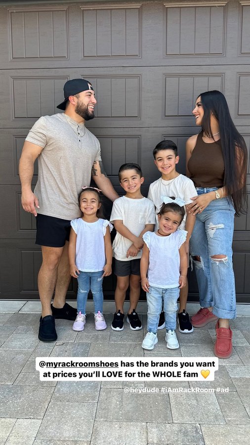 Instagram post by @realmadisonchavez for Rack Room Shoes. Caption reads: #HEYDUDEPartner We got new kicks for the whole....