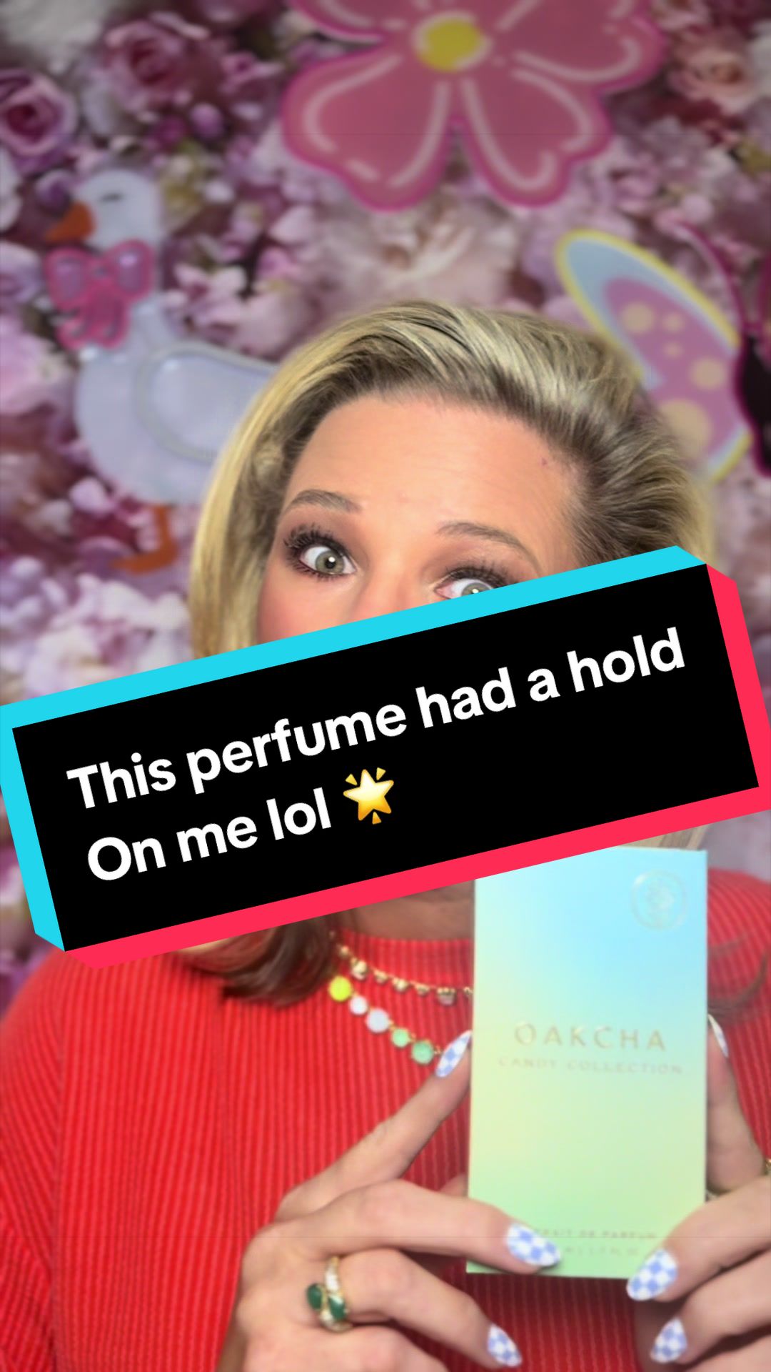 TikTok post by @chasanny for Oakcha. Caption reads: [...] vibes!! #tiktokshop #perfume #fragrance....