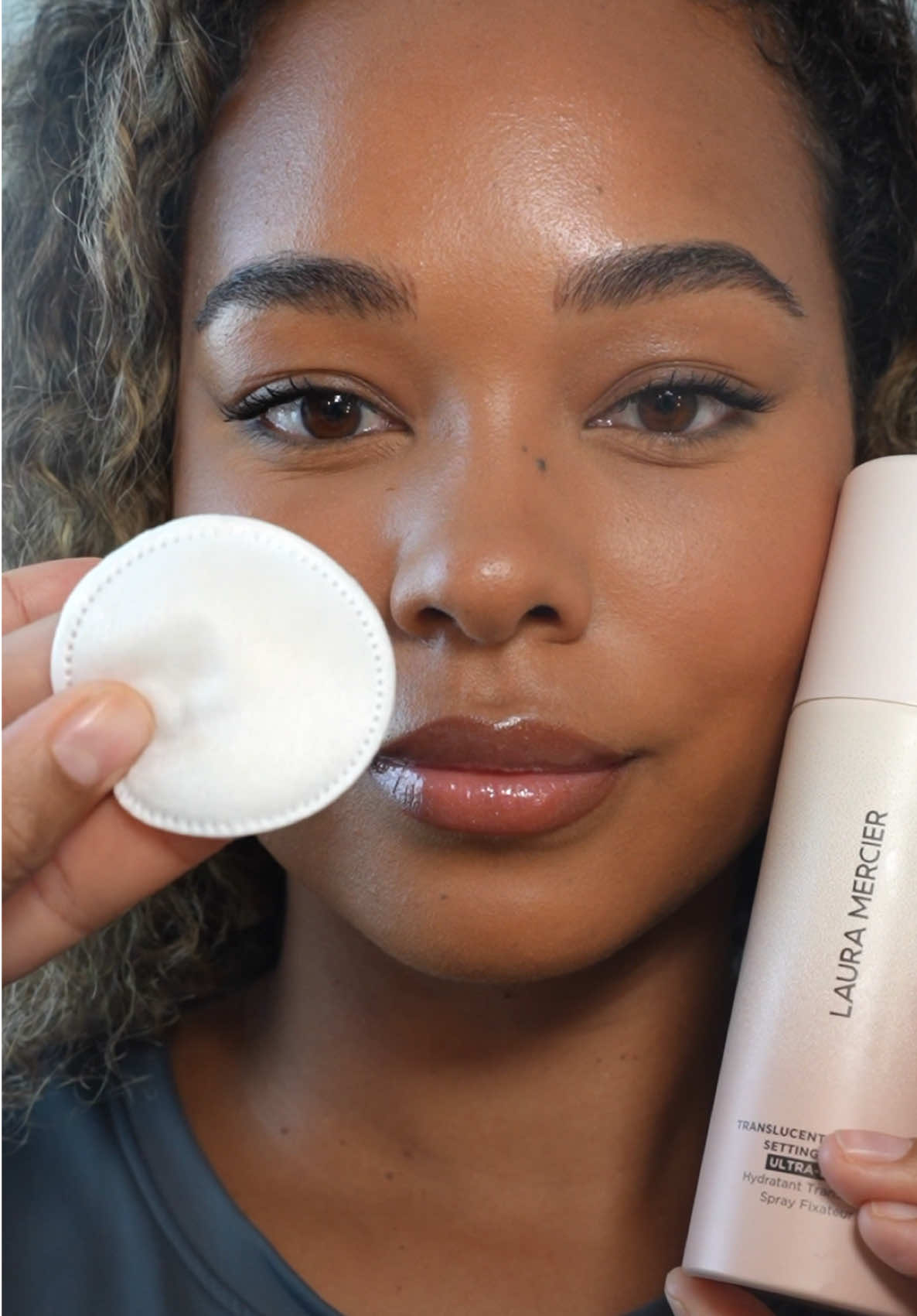 TikTok post by @bexcxmpbell for Laura Mercier. Caption reads: [...] your make up in place all day👌🏽 @Laura....