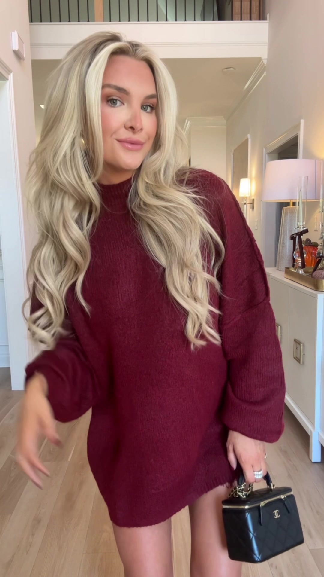 TikTok post by @thisiskduke for PrettyGarden. Caption reads: living in this sweater ♥️🥀 #ootd #fall #aesthetic....