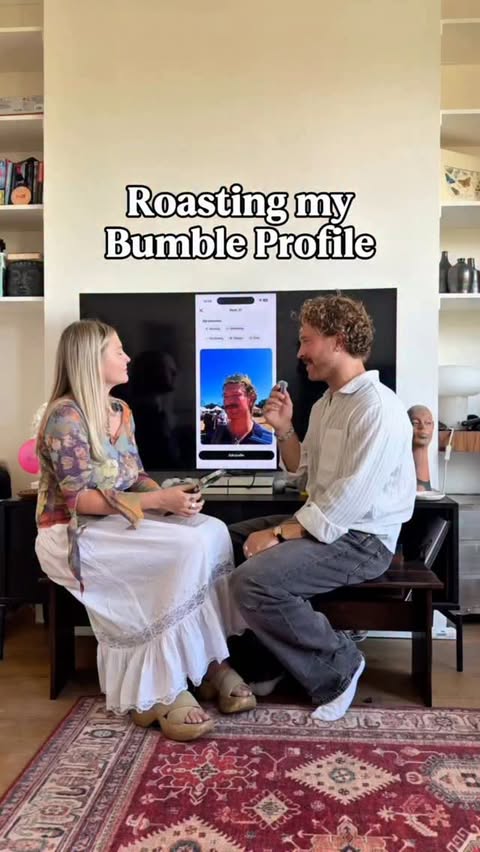 Instagram post by @mattjphipps for Bumble. Caption reads: Sister roasted my Bumble profile so hard I....