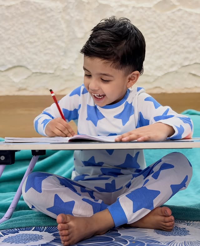 Instagram post by @divakapoor for Babyhug. Caption reads: Heart stolen by this tiny trendsetter 💙🧿....