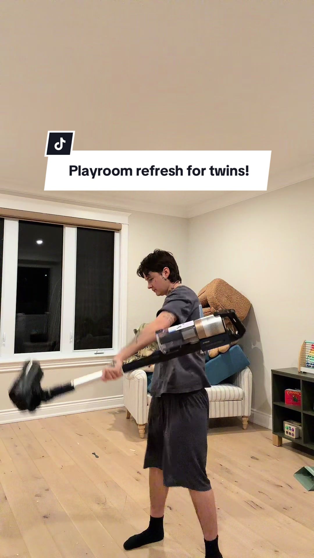 TikTok post by @jessesulli for Levoit. Caption reads: Post bedtime playroom refresh with....