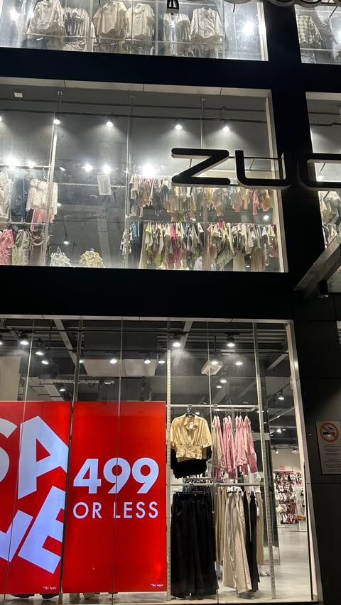 Instagram post by @amairacore for Zudio. Caption reads: Zudio is offering a sale where EVERYTHING IS [...].