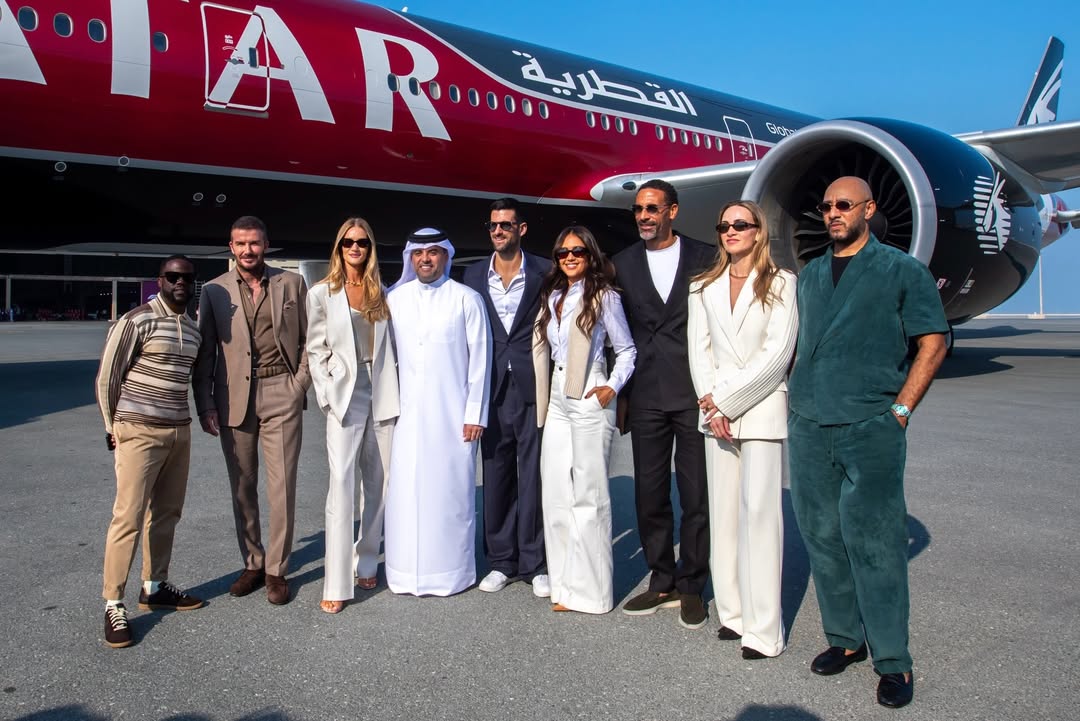 Instagram post by @rioferdy5 for Qatar Airways. Caption reads: Pioneers 📈
@qatarairways x @f1 Livery.