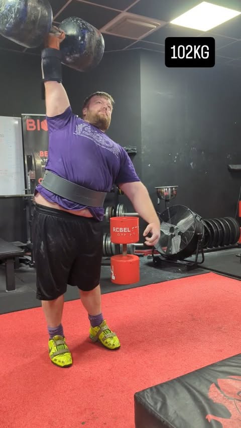 Instagram post by @paul_smith_94 for SBD Apparel. Caption reads: 102KG Dumbbell press
380KGx10m Yoke
206KGx10 Power....