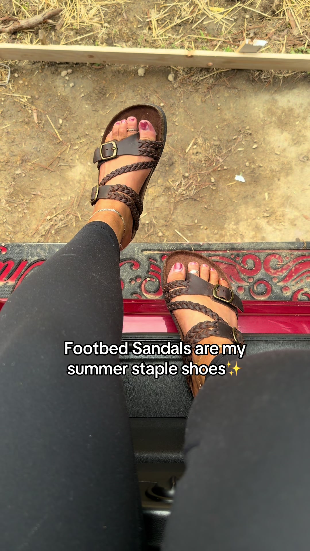 TikTok post by @babygirl.3322 for QVC. Caption reads: White mountain footbeds sandals  @QVC, Inc .