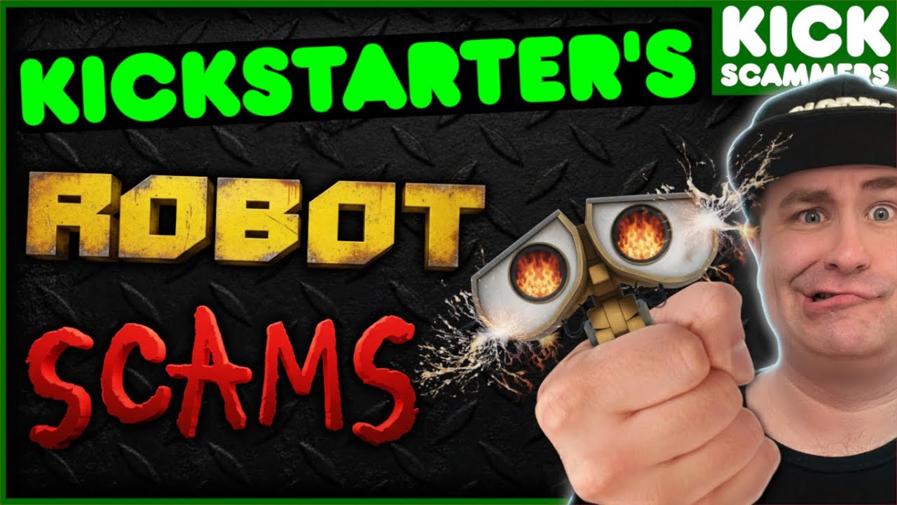 YouTube post by @slopesgameroom for Instant Gaming. Caption reads: Exposing the WORST Robot Scams on Kickstarter:....