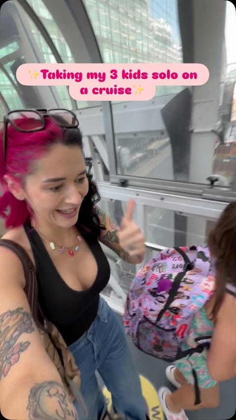 Instagram post by @mommashive for Norwegian Cruise Line. Caption reads: Taking my 3 kids solo on @norwegiancruiseline....