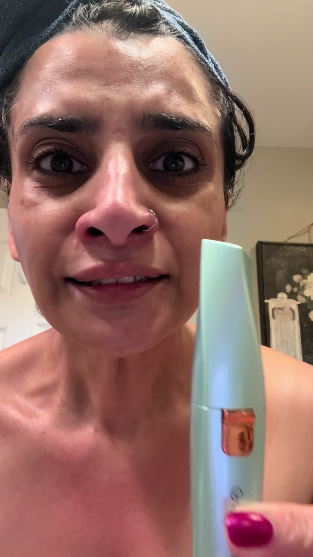TikTok post by @glowwithjasrn for Vogcrest. Caption reads: [...] to removing those stubborn nose hair....
