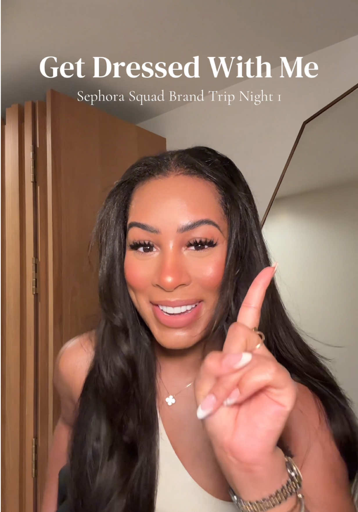 TikTok post by @jazturner16 for Meshki. Caption reads: [...] the Sephora Squad brand trip! Wearing....