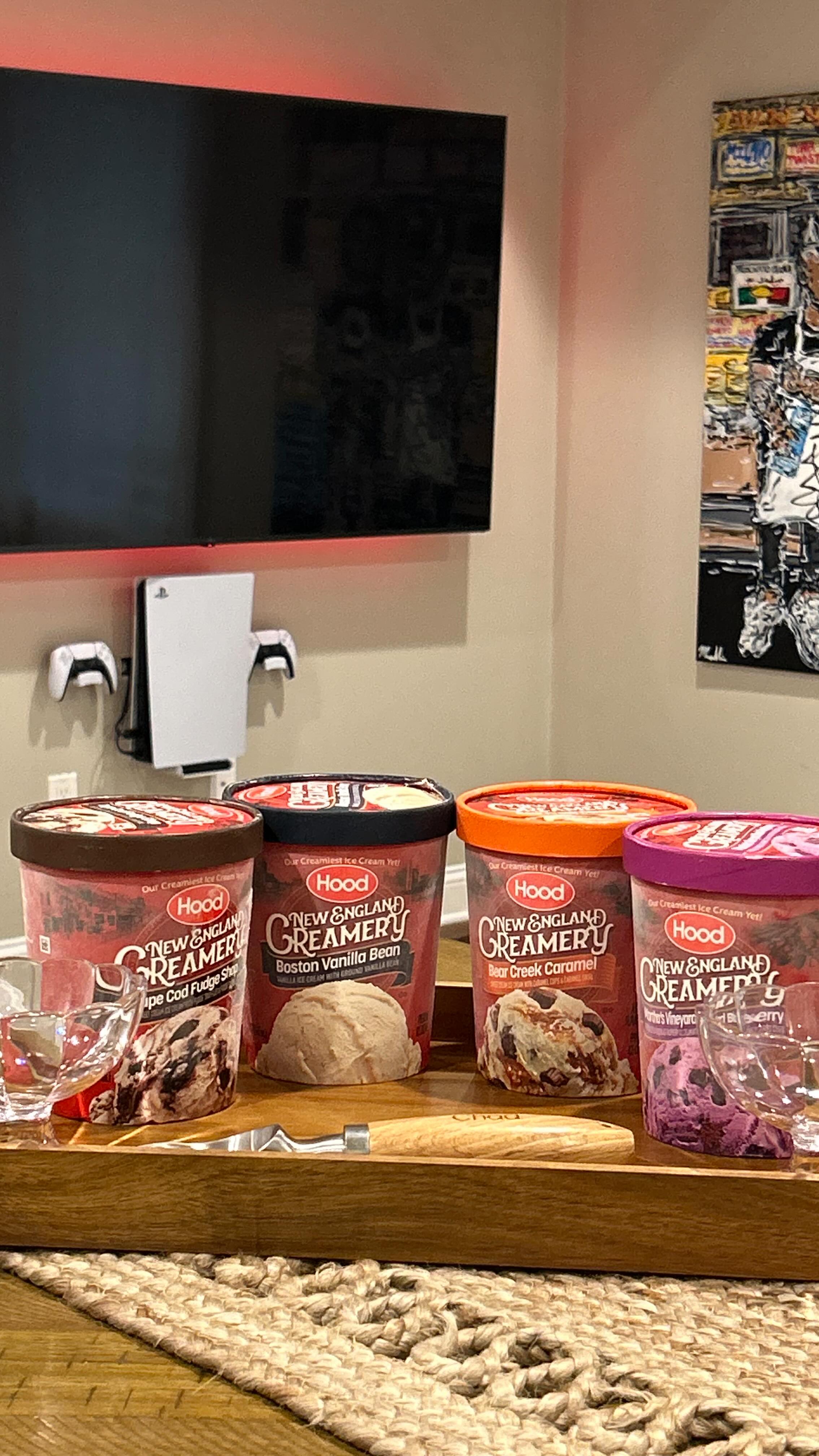 Instagram post by @theprosciuttopapi for Hood. Caption reads: The official movie night starter pack: @hphood New....