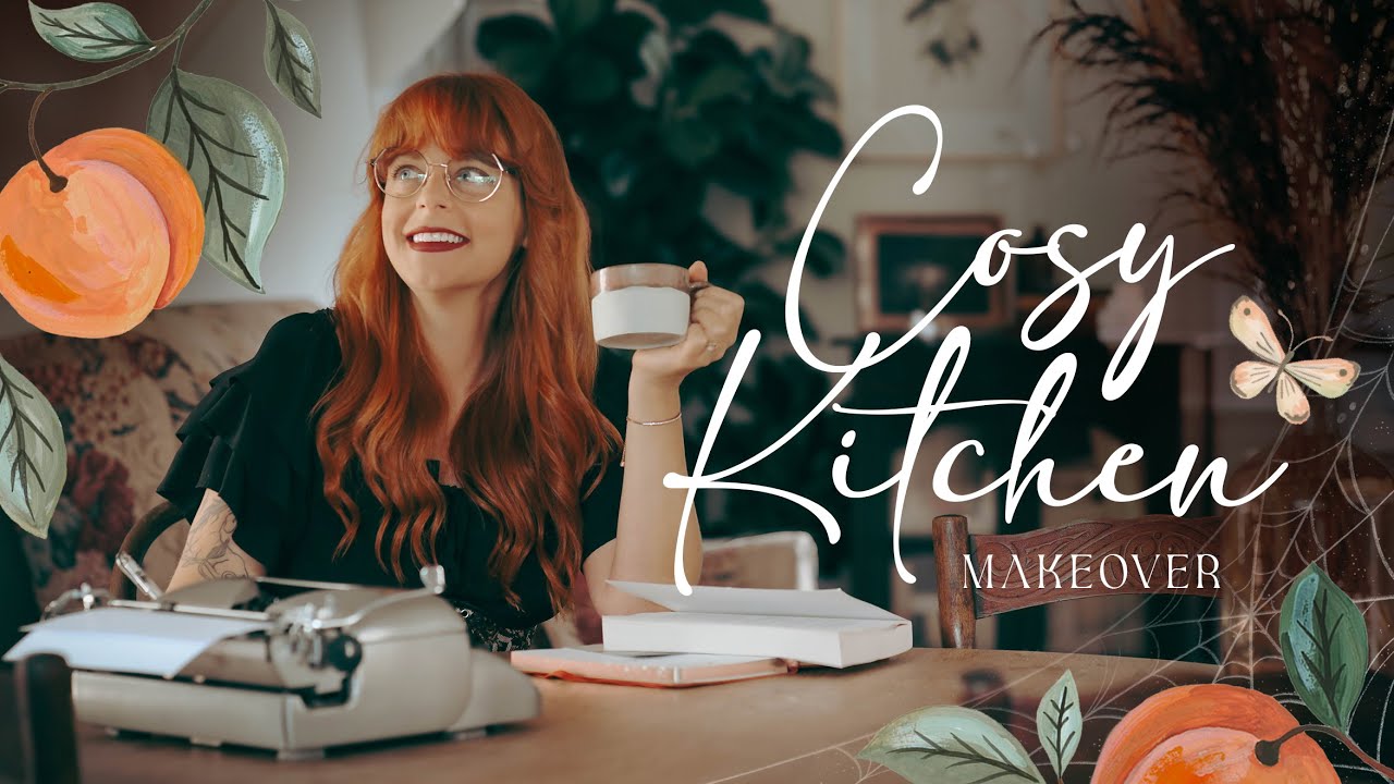 YouTube post by @theramblingrose_ for Scarlet Darkness. Caption reads: Dark Academia Kitchen Makeover 📻 Reviving a 1920s....