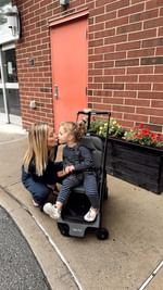 Instagram post by @trendyambitiousblonde_ for TernX. Caption reads: [...] to travel alone or with a toddler! @myternx....