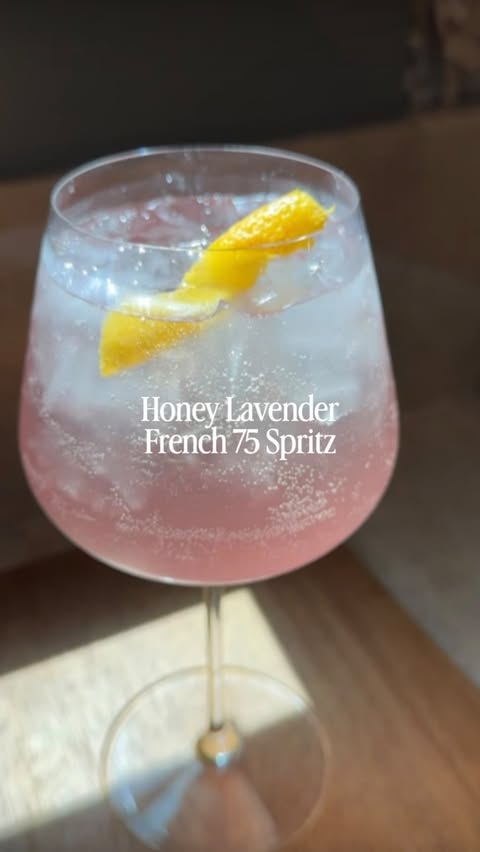 Instagram post by @cheesegal for Empress 1908 Gin. Caption reads: [...] Lavender French 75 Spritz made with....