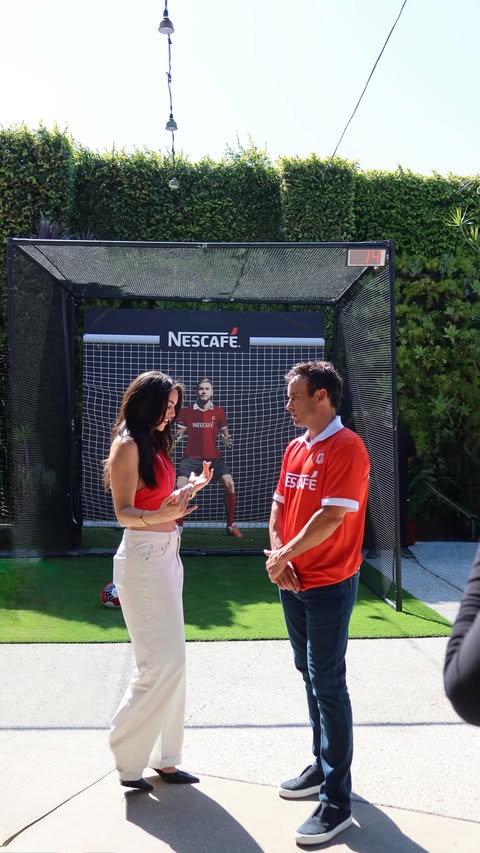 Instagram post by @haleeyamaya for NESCAFÉ. Caption reads: [...] eh!⚽️ Thank you @landondonovan10 @nescafeusa....