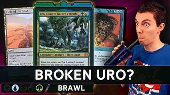 YouTube post by @JimDavisMTG for INTO THE AM. Caption reads: 🤝 Strip Mine And Friends! 🤝 - 🔵🟢 - Uro, Titan....