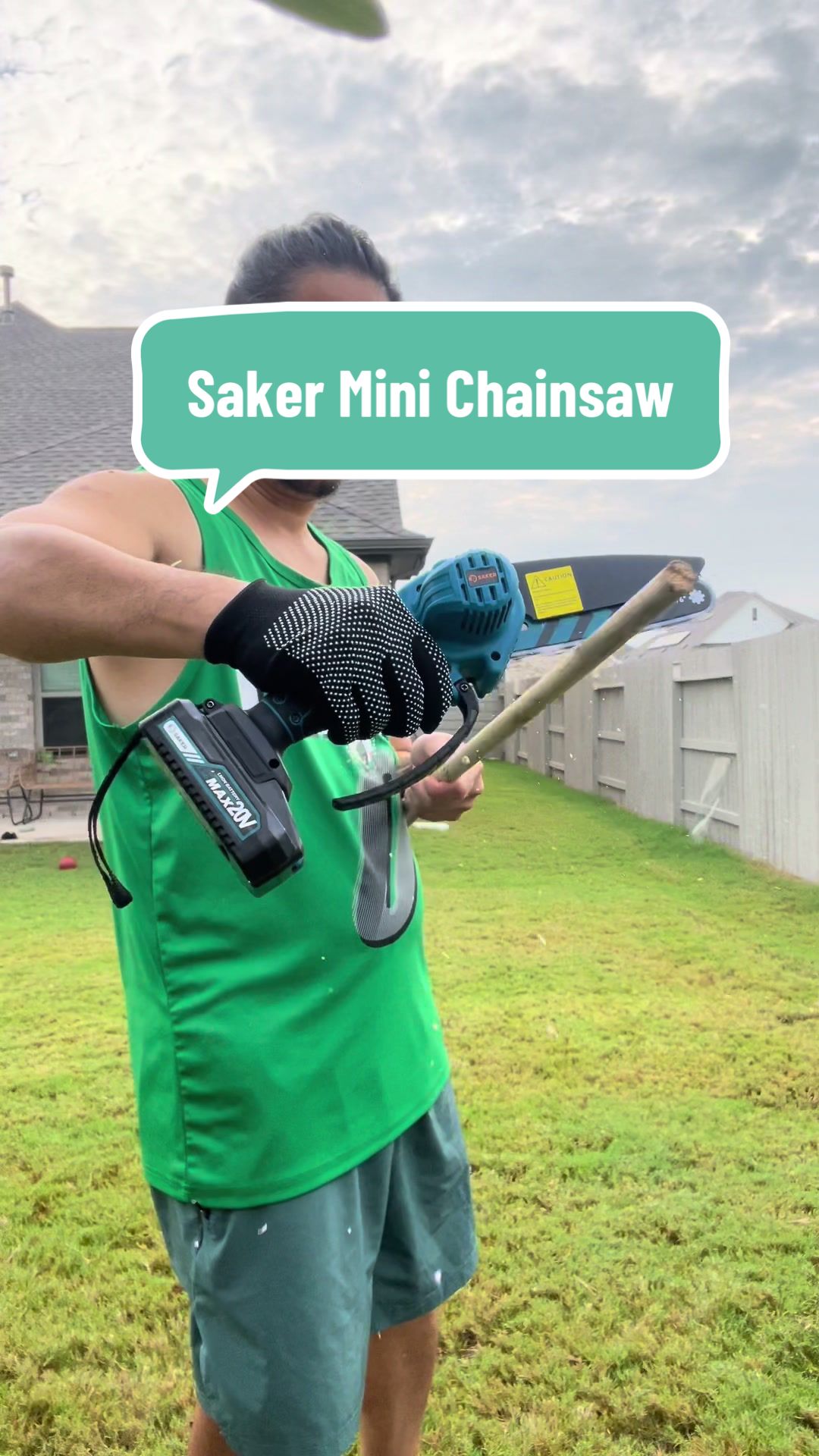 TikTok post by @zacharyboa19 for Smartsaker. Caption reads: [...] #chainsaw #tre #fy #backyardvibes....