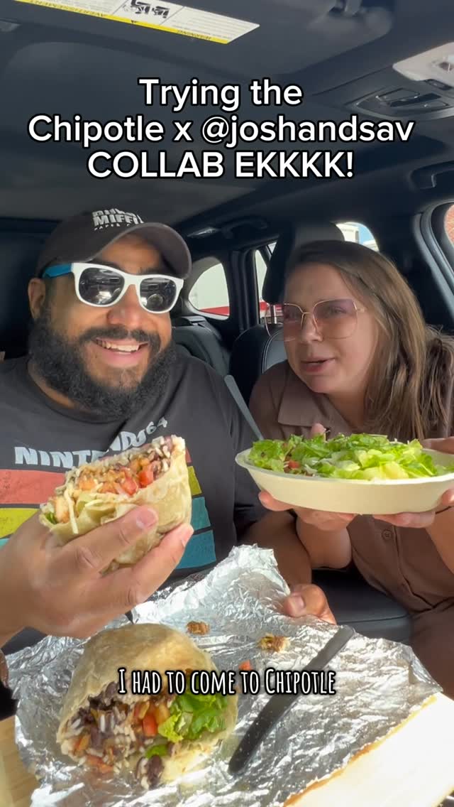 Instagram post by @taraandargenis for Chipotle. Caption reads: @Chipotle & @joshandsav Dreams really do come true....