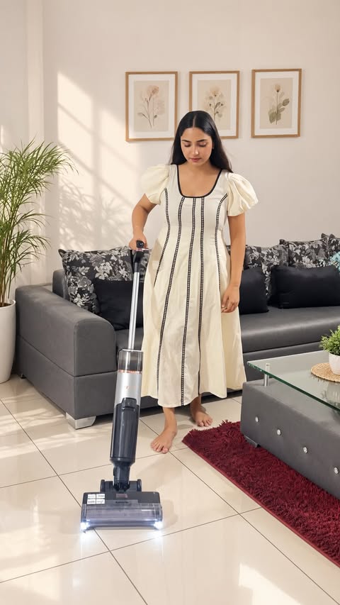 Instagram post by @righdeshwari for Shark Home. Caption reads: [...] like a chore! 🏡✨ #Ad #SharkNinjaIndia....