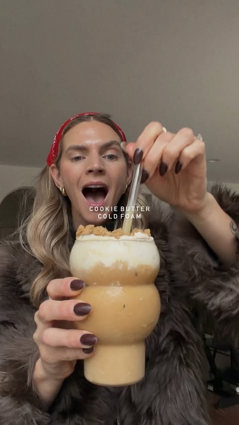 Instagram post by @whatrobineats for MALK Organics. Caption reads: [...] foam iced latte is everythingggg.....