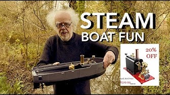 YouTube post by @SimonHollandfilms for Thingiverse. Caption reads: My Steam Boat Maiden Voyage.