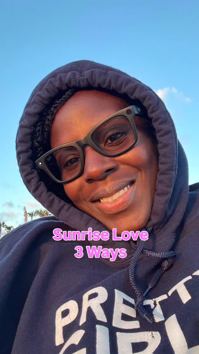 Instagram post by @fitgirlbomb for Ray-Ban. Caption reads: Sunrise with my hubby just hits different in....