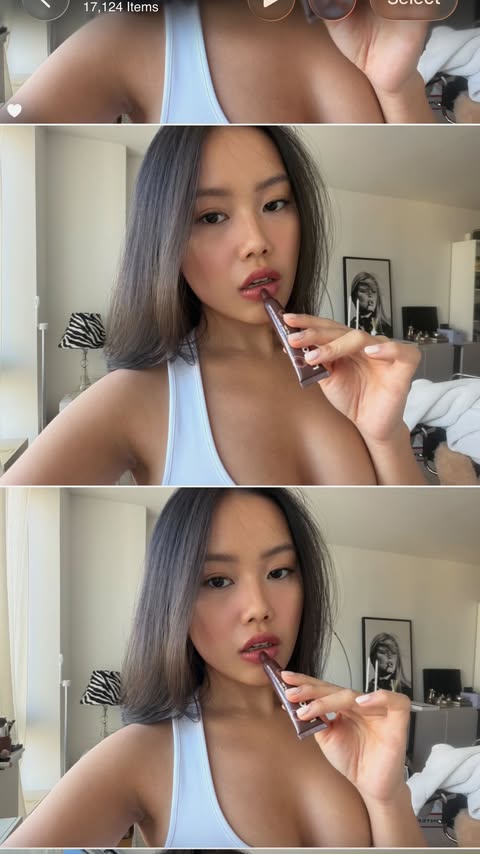 Instagram post by @caitlinagustina for Kylie Cosmetics. Caption reads: @kyliecosmetics lip liner in risky rose & tinted....