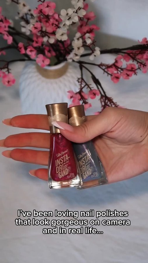 Instagram post by @noniashvili.ia for Sally Hansen. Caption reads: Obsessed with these Sally Hansen Insta-Dri Sand....