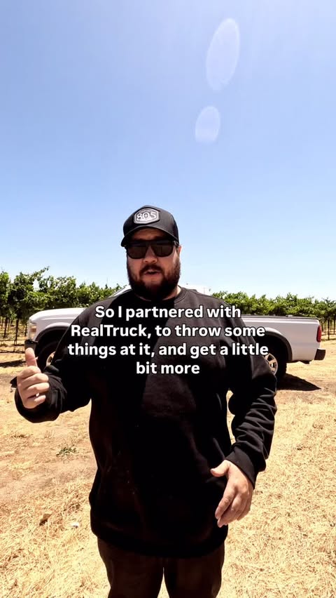 Instagram post by @frankiegarcia24 for RealTruck. Caption reads: I’ve partnered with @realtruck to set my F250 up a....