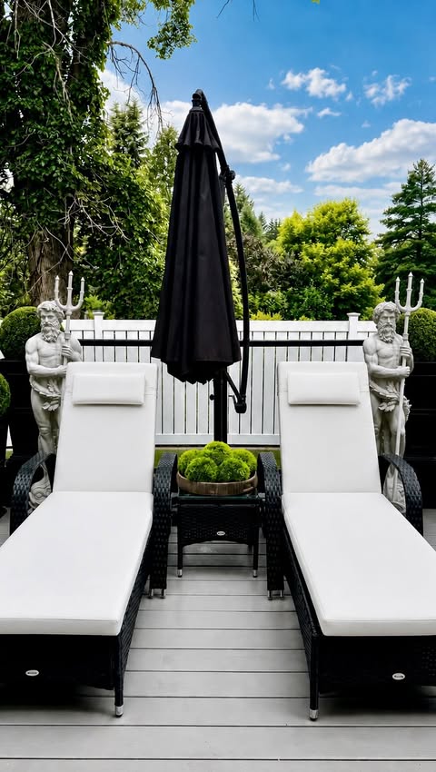 Instagram post by @home_designs_by_raphael for Aosom. Caption reads: [...] this three-piece outdoor lounge set from....