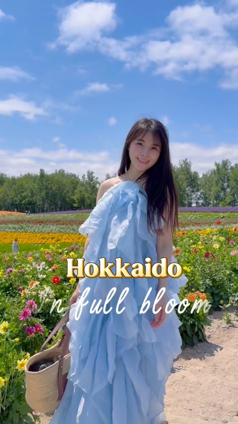 Instagram post by @maggiegiehu for Singapore Travel Specialist by Dirgantara Fasa. Caption reads: Summer in full bloom in Hokkaido 🌸💜🇯🇵 From....