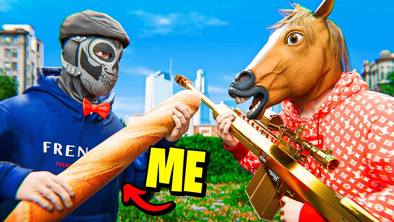 YouTube post by @JustFrenchieYT for SteelSeries. Caption reads: Just Havoc VS Treyten In GTA 5 RP.