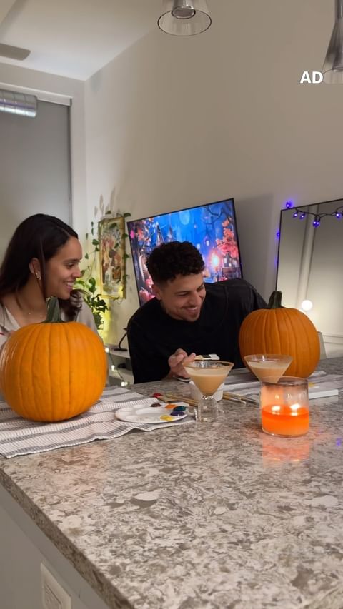 Instagram post by @erikapriscilla for White Claw. Caption reads: @whiteclaw pumpkin martinis + painting pumpkins....