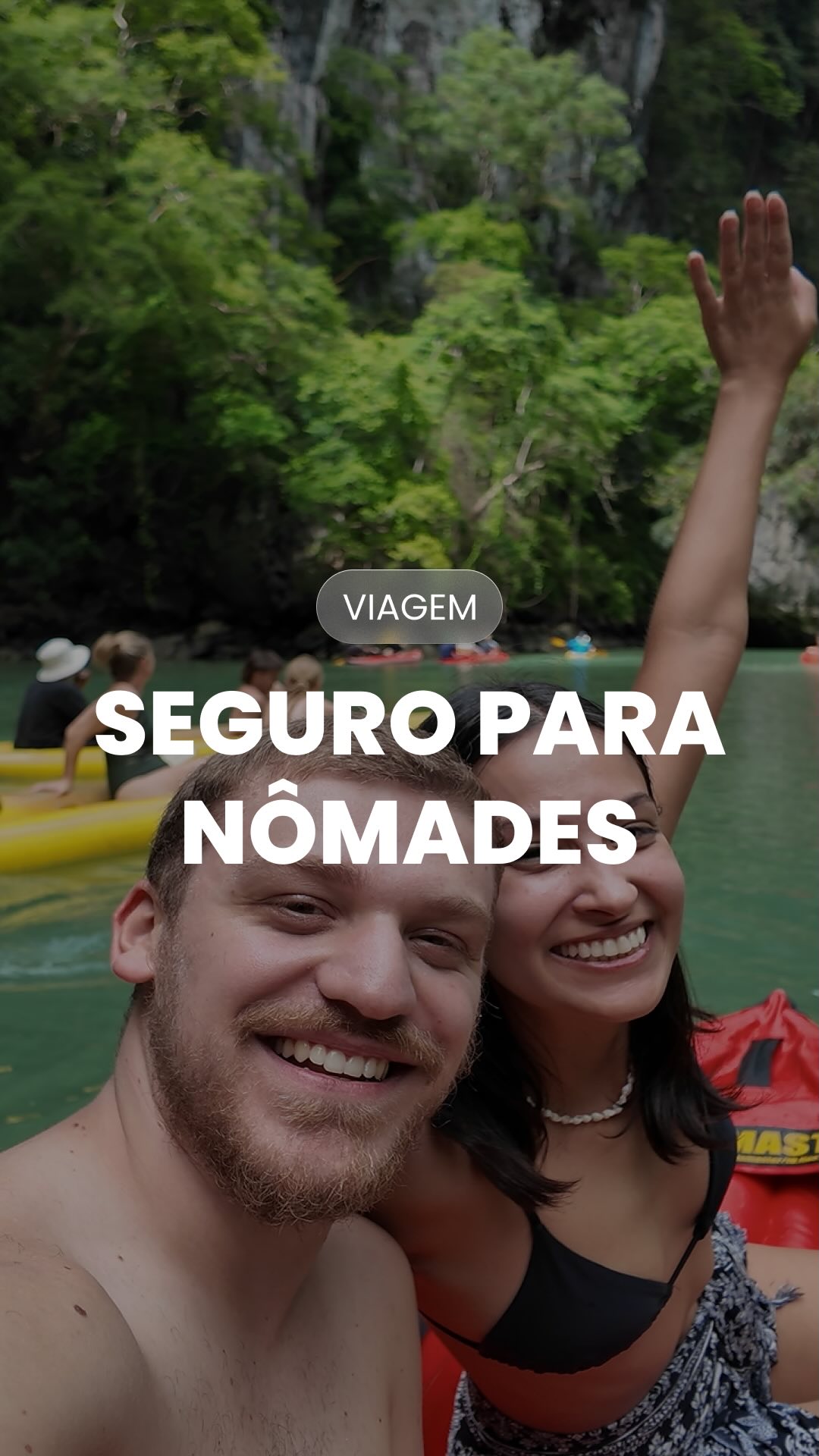 Instagram post by @cabenamala_ for SafetyWing. Caption reads: Precisamos confessar: nós já fomos do tipo que....