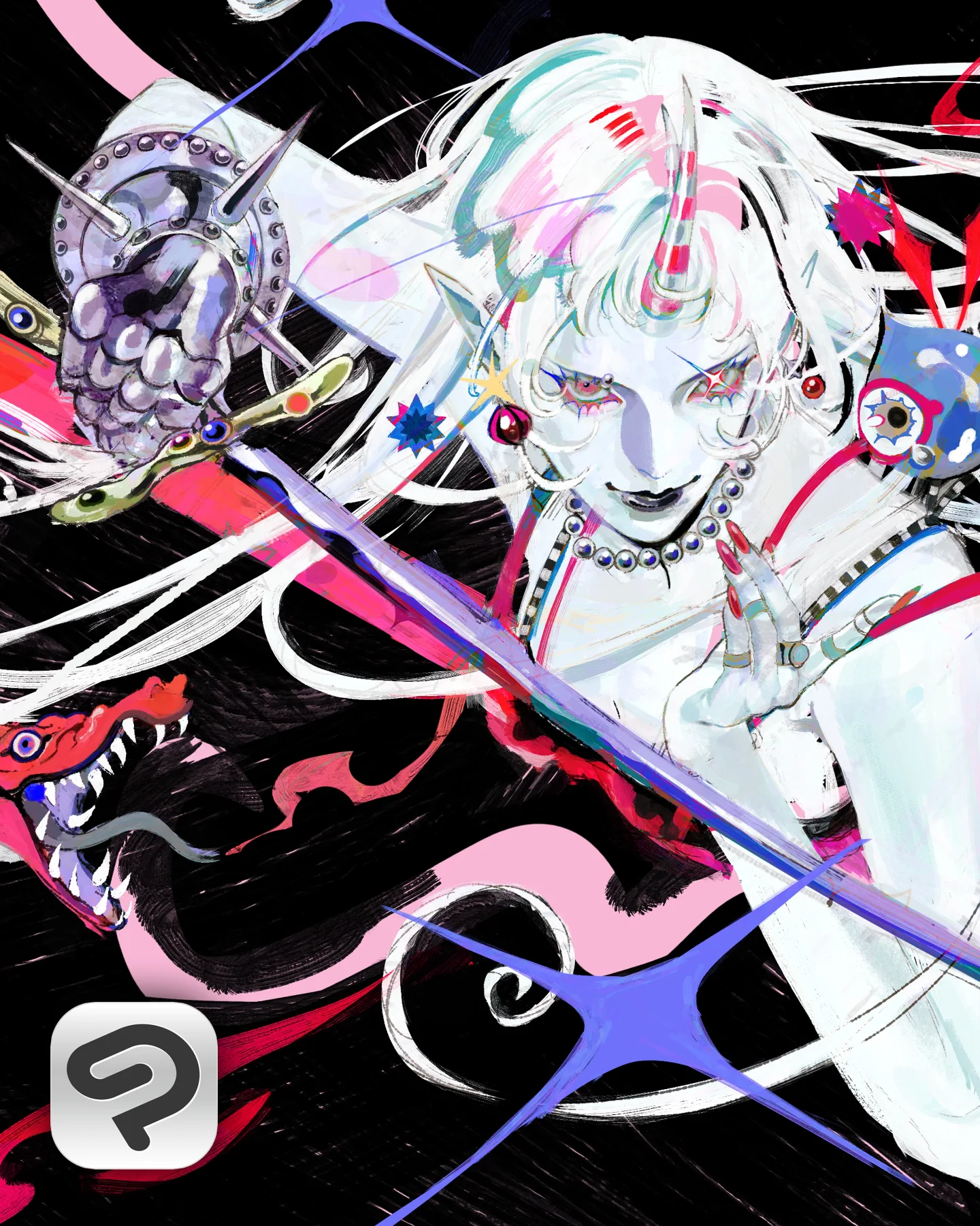 Instagram post by @_rexpo for Clip Studio Paint. Caption reads: FR
Voici mon illustration finale pour la....