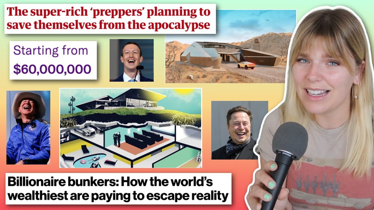 YouTube post by @tiffanyferg for Teen Vogue. Caption reads: luxury doomsday bunkers: an elitist disaster....