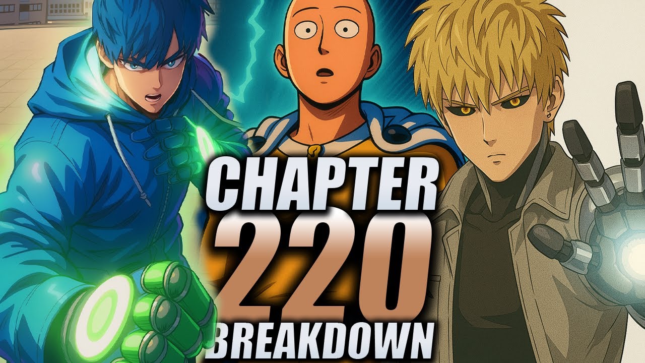 YouTube post by @Zhoniin for TokyoTreat. Caption reads: GENOS VS NEO HEROES LEADER / One Punch Man Chapter....