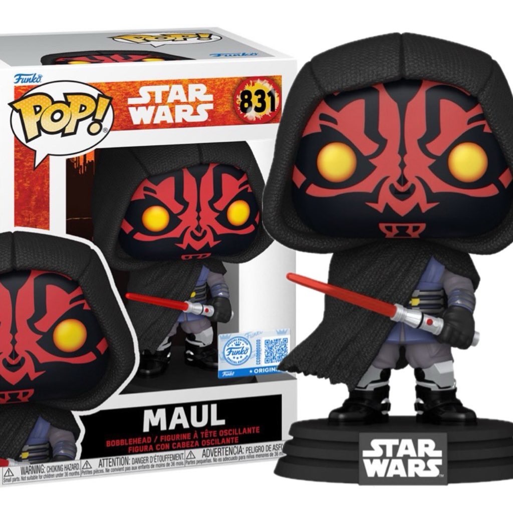 Instagram post by @funkopopsnews for Funko. Caption reads: First look! Funko Shop exclusive Maul w/ Cloak....