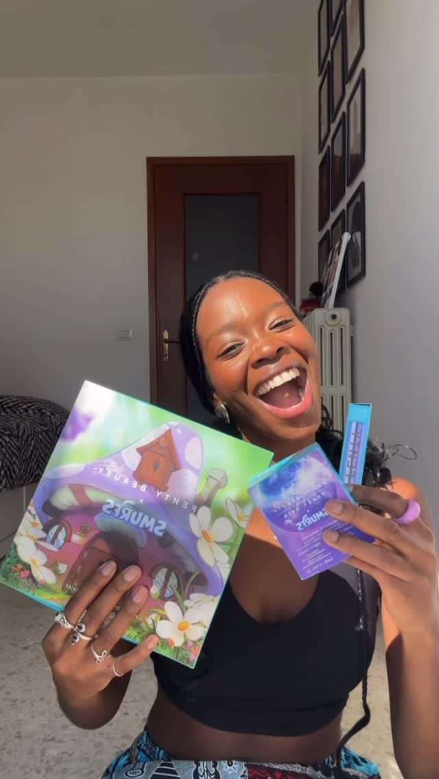 Instagram post by @omosapiens.xy for FENTY SKIN. Caption reads: puffetta, cosa ne pensate?🩵 @fentybeauty....