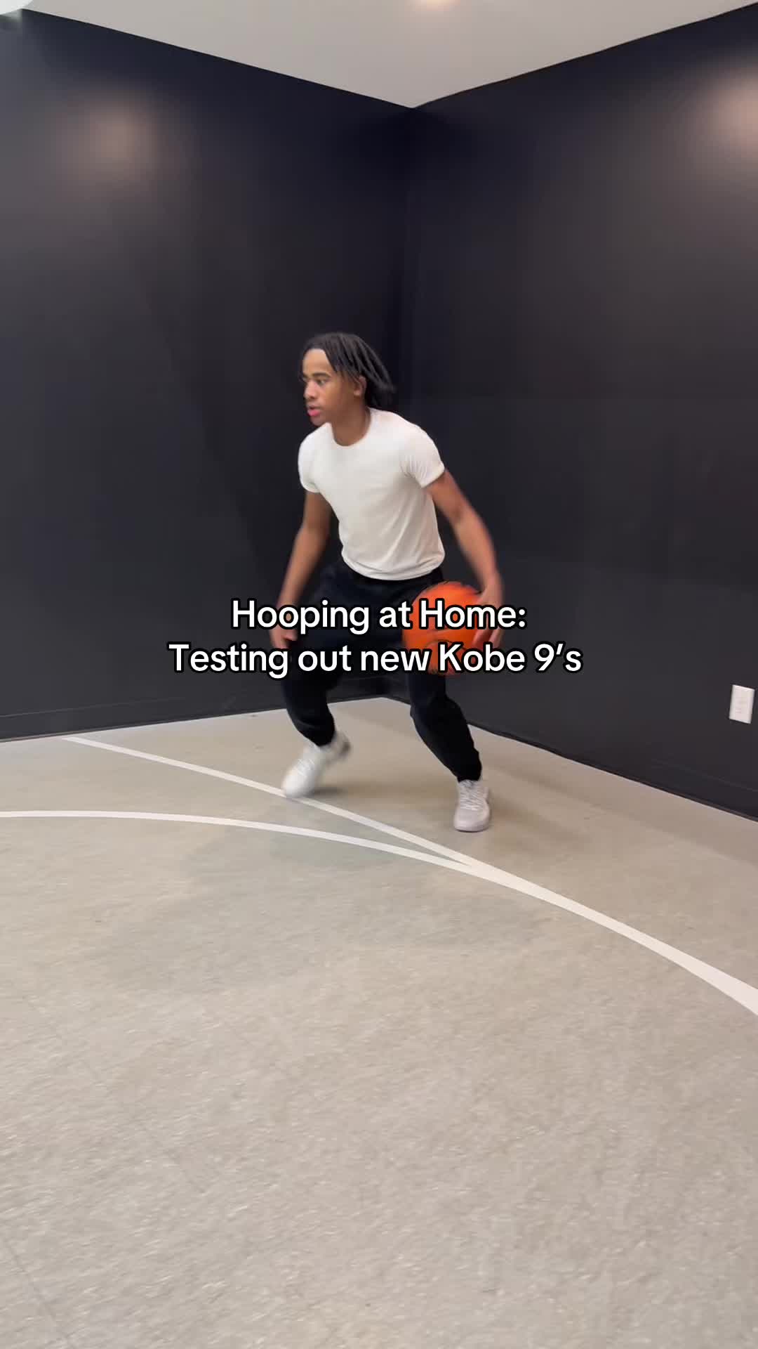 TikTok post by @therealkinna for Nike. Caption reads: #nikepartner Timmy’s testing out new Kobe 9’s....