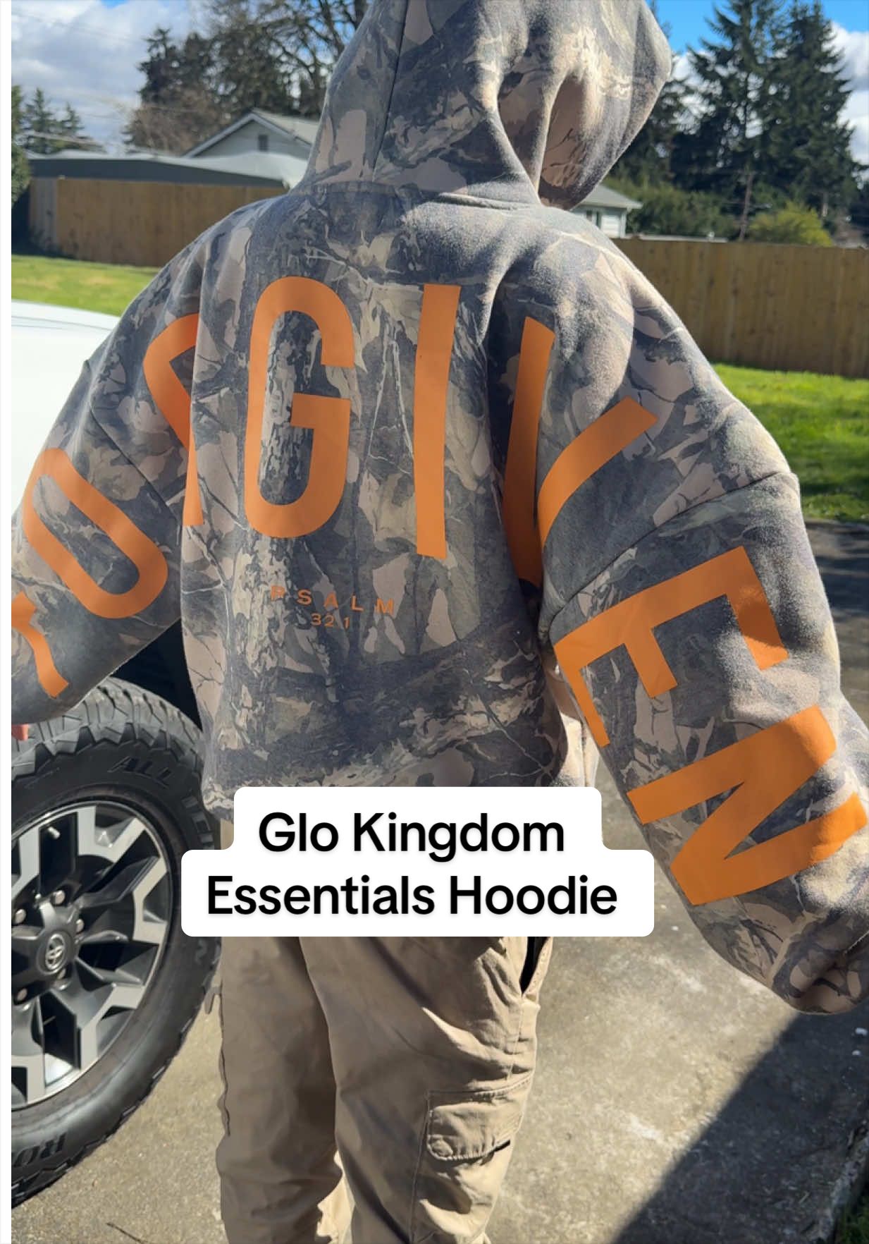 TikTok post by @thekeytolex for God's Love Overcomes. Caption reads: This hoodies is not only fire, but sends the....