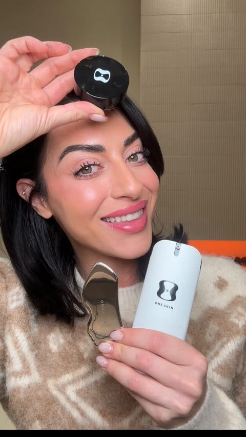 Instagram post by @therealkco for OneSkin. Caption reads: This holiday season, give the gift of skin....